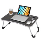 Folding Laptop Bed Desk 23" - Cup Holder, Tablet Slot | BUYIFY