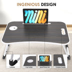 Folding Laptop Bed Desk 23" - Cup Holder, Tablet Slot | BUYIFY