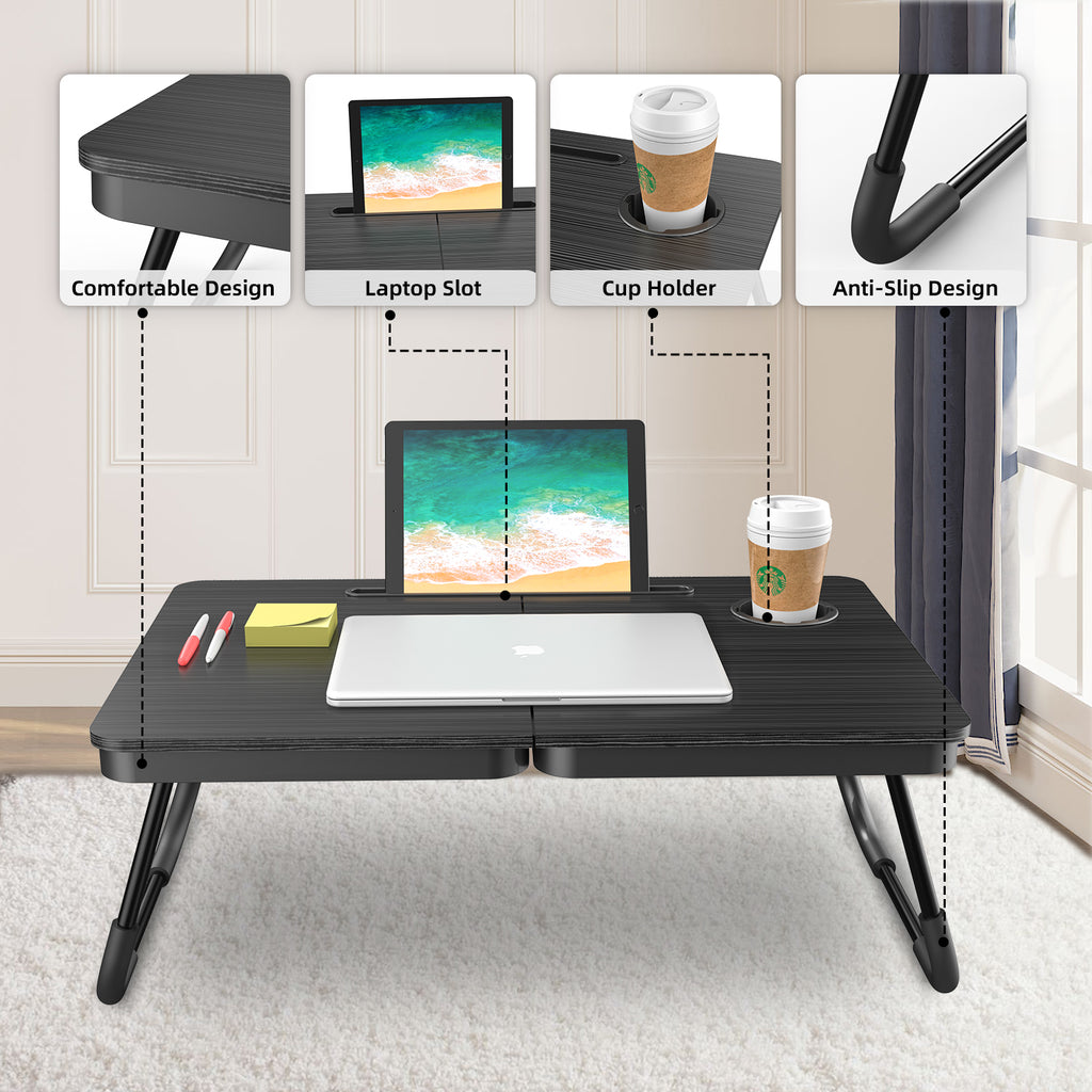 23.4" Folding Laptop Desk - Folds in Half, Ultra-Compact Lap Tray for Bed | BUYIFY