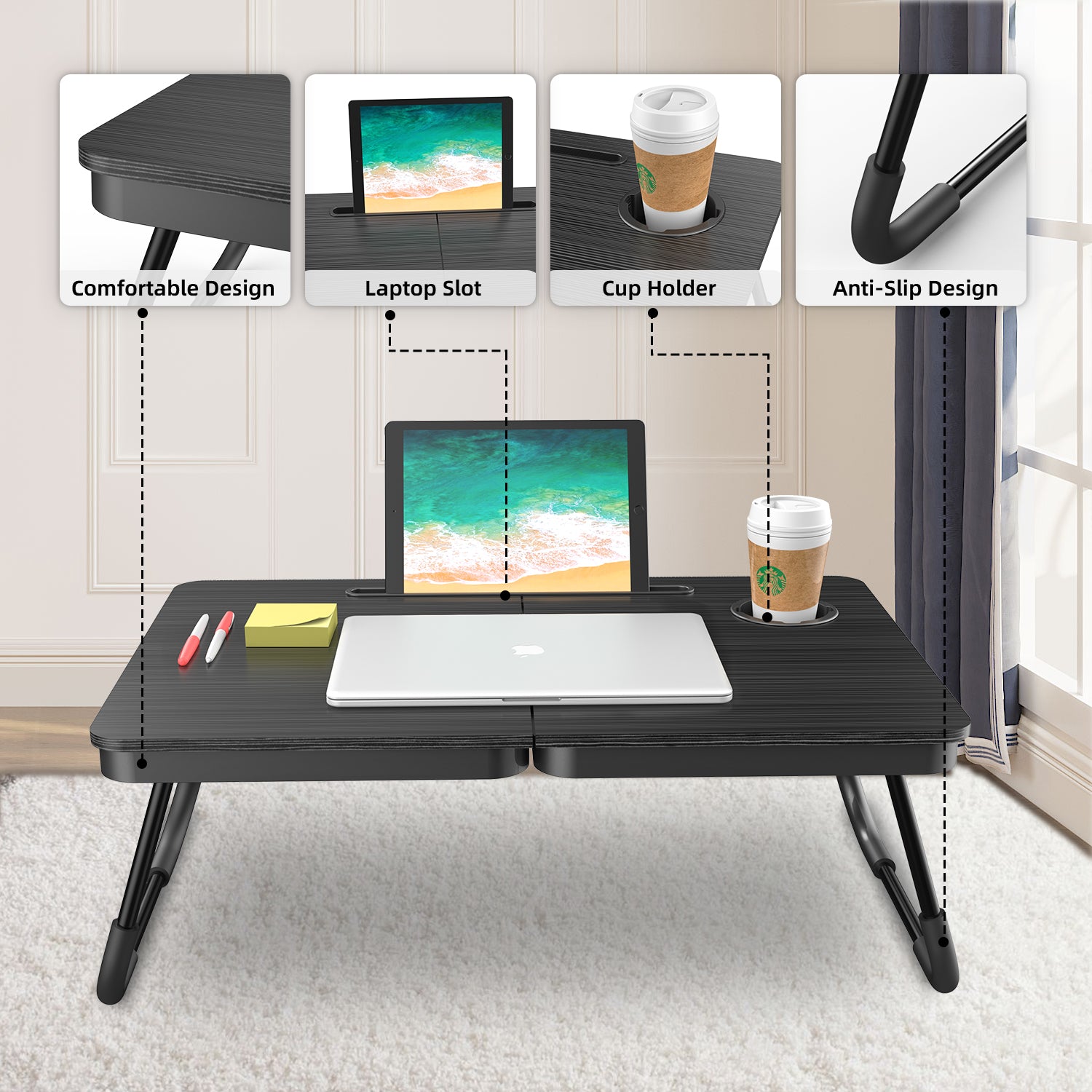 23.4" Folding Laptop Desk - Folds in Half, Ultra-Compact Lap Tray for Bed | BUYIFY