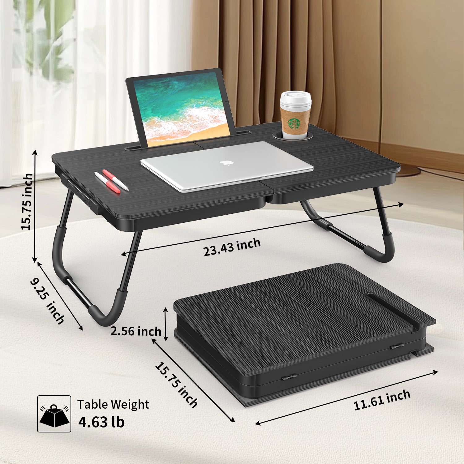 23.4" Folding Laptop Desk - Folds in Half, Ultra-Compact Lap Tray for Bed | BUYIFY