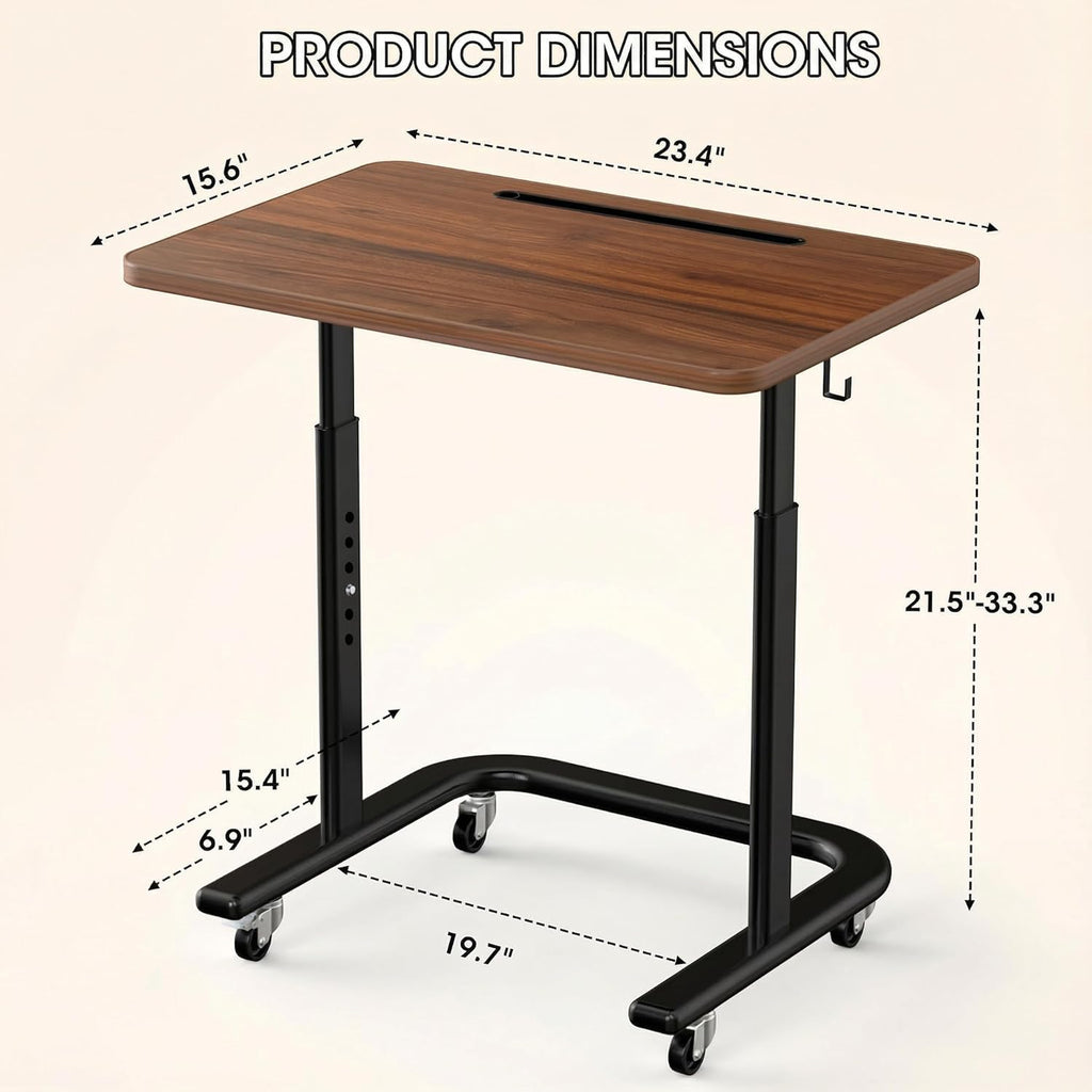 BUYIFY Height Adjustable TV Tray Table on Wheels for Bed & Sofa