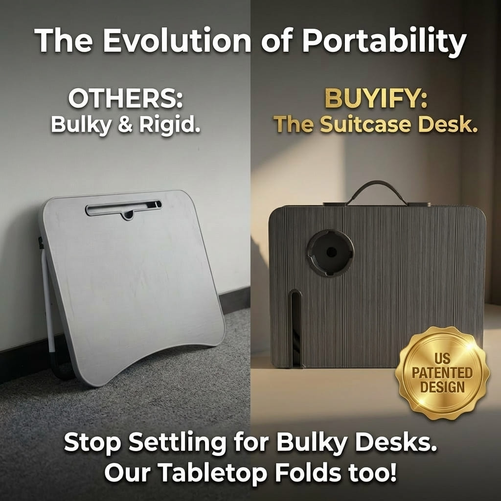 BUYIFY Foldable Lap Desk That Folds Away Into a Carry Case - BUYIFY