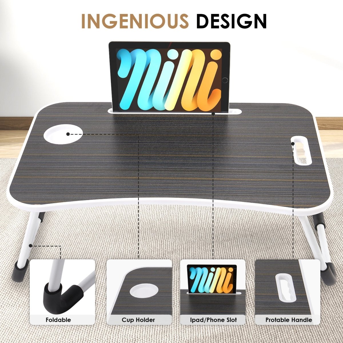 BUYIFY Foldable Laptop Desk for Bed & Sofa - BUYIFY