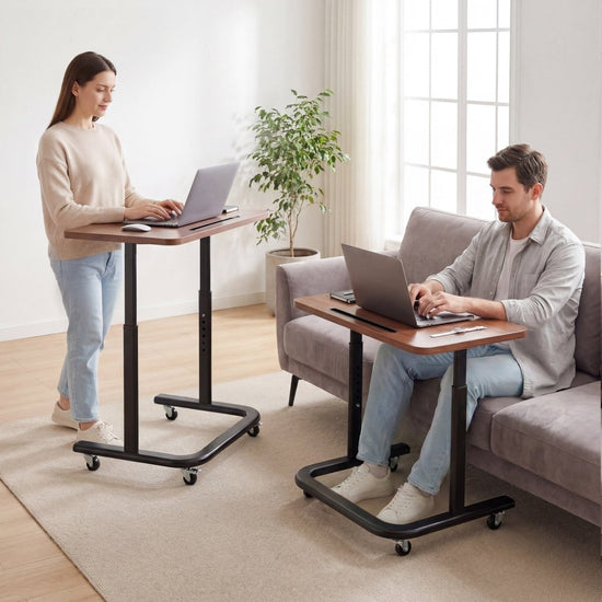 BUYIFY Height Adjustable TV Tray Table on Wheels for Bed & Sofa - BUYIFY