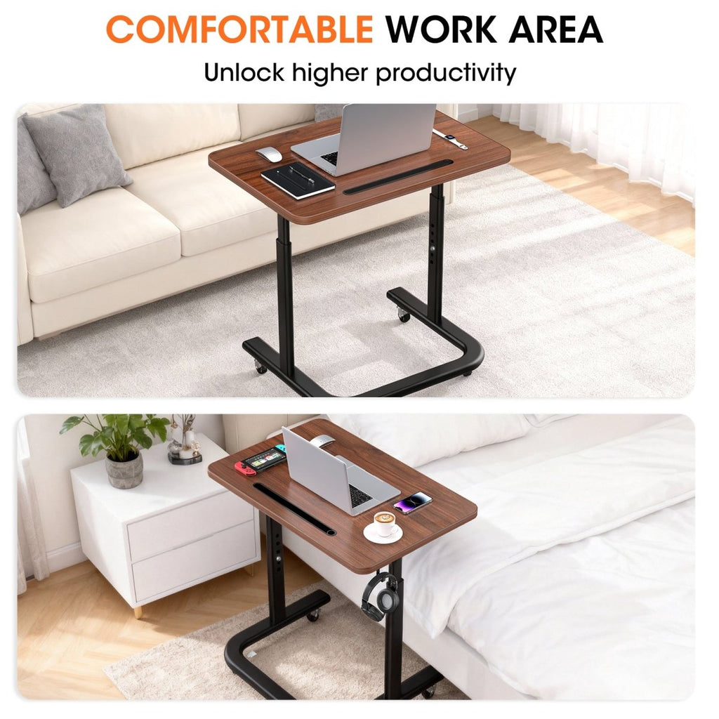 BUYIFY Height Adjustable TV Tray Table on Wheels for Bed & Sofa - BUYIFY