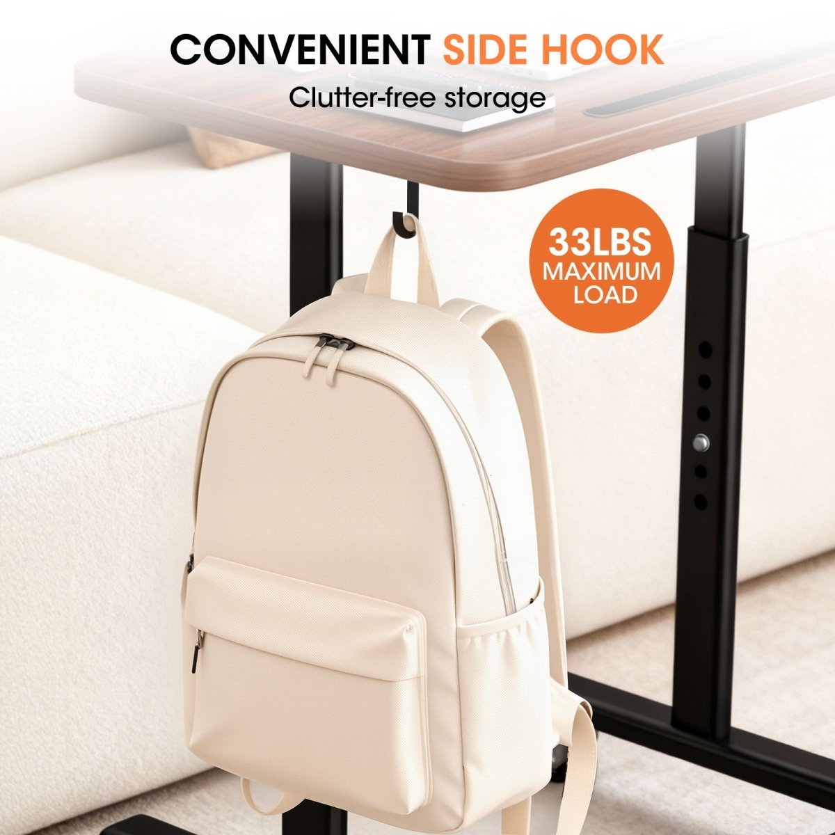 BUYIFY Height Adjustable TV Tray Table on Wheels for Bed & Sofa - BUYIFY